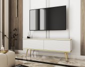 Тумба під телевізор Perfect Home Оро / Oro 2-дверна з золотими ніжками RTV135 MDF Білий (PFH-091329) Тумба під телевізор Perfect Home Оро / Oro 2-дверна з золотими ніжками RTV135 MDF Білий (PFH-091329)