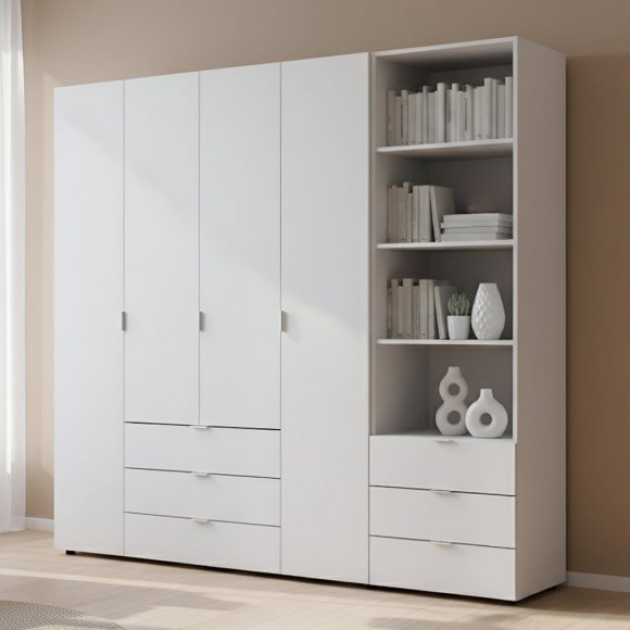 Шафа для одягу Doros Гелар Білий 4ДСП з пеналом 215х49.5х203.4 (DRS-011927) Шафа для одягу Doros Гелар Білий 4ДСП з пеналом 215х49.5х203.4 (DRS-011927)