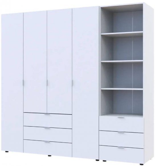 Шафа для одягу Doros Гелар Білий 4ДСП з пеналом 215х49.5х203.4 (DRS-011927) Шафа для одягу Doros Гелар Білий 4ДСП з пеналом 215х49.5х203.4 (DRS-011927)