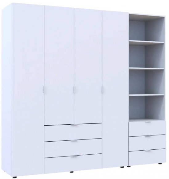 Шафа для одягу Doros Гелар Білий 4ДСП з пеналом 215х49.5х203.4 (DRS-011927) Шафа для одягу Doros Гелар Білий 4ДСП з пеналом 215х49.5х203.4 (DRS-011927)