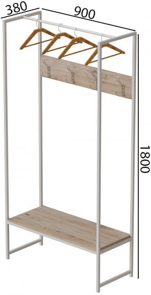 Вішалка модульна підлогова Ferrum-decor Треліс 12 180x90x38 білий ДСП Дуб Сан-Марино 16мм (FRD-104314)