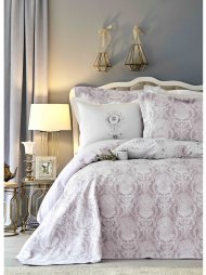 Набір постіль з покривалом Quatre delux murdum фіолетовий євро 200х220 см