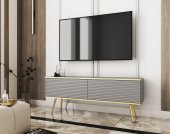 Тумба під телевізор Perfect Home Оро / Oro 2-дверна з золотими ніжками RTV135 MDF Сірий (PFH-091330) Тумба під телевізор Perfect Home Оро / Oro 2-дверна з золотими ніжками RTV135 MDF Сірий (PFH-091330)