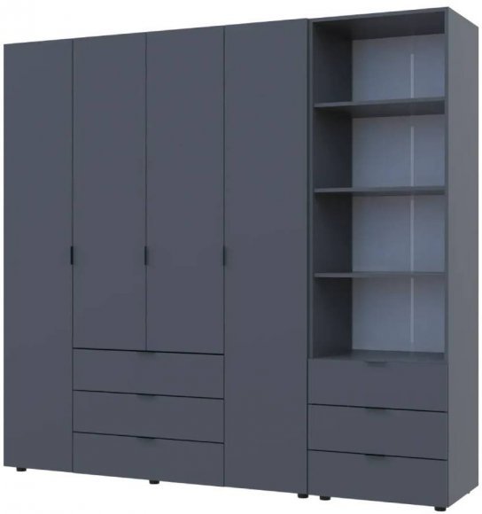 Шафа для одягу Doros Гелар Графіт 4ДСП з пеналом 215х49.5х203.4 (DRS-011928) Шафа для одягу Doros Гелар Графіт 4ДСП з пеналом 215х49.5х203.4 (DRS-011928)