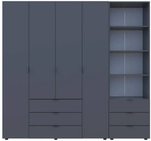 Шафа для одягу Doros Гелар Графіт 4ДСП з пеналом 215х49.5х203.4 (DRS-011928) Шафа для одягу Doros Гелар Графіт 4ДСП з пеналом 215х49.5х203.4 (DRS-011928)