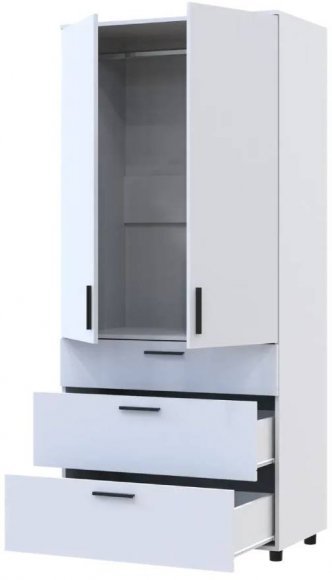 Шафа для одягу Doros Торн Білий 2 ДСП/3Ш (штанга) 90х51.6х200 (DRS-012021)