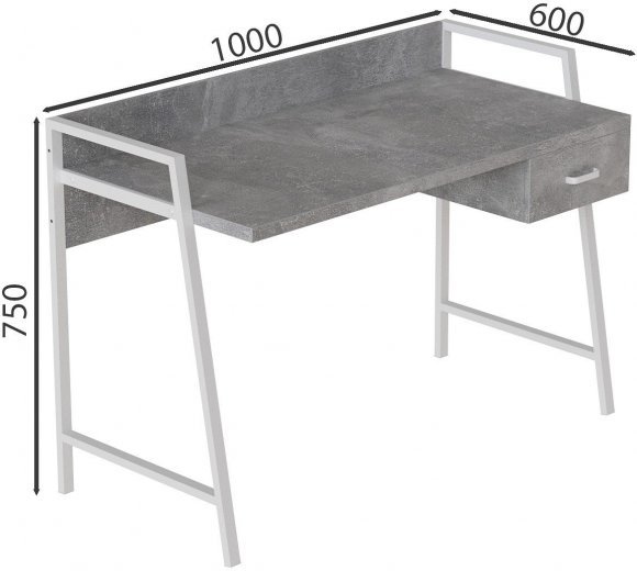 Письмовий стіл Ferrum-decor 750x1000x600 Білий метал ДСП Бетон 32 мм (FRD-103442)