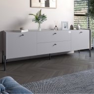 Тумба під телевізор з шухлядами LION Wood з чорними ніжками 160х65х40 см Кашемір (LION-043131)