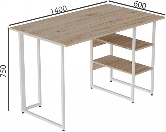 Комп'ютерний стіл Ferrum-decor Кевін 75x140x60 білий ДСП Дуб Сан-Марино 32мм (FRD-101267)