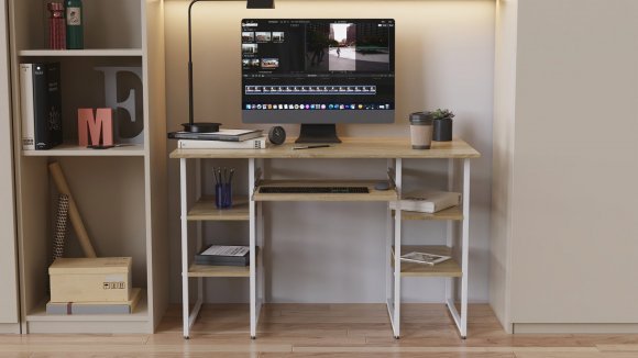 Письмовий стіл Ferrum-decor Тім 75x120x60 білий ДСП Дуб Сонома 16мм (FRD-102296)
