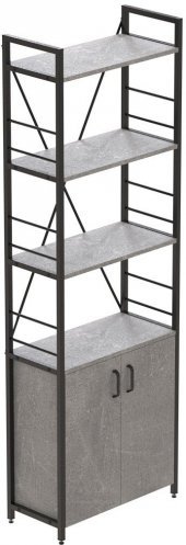Етажерка 4/60 Ferrum-decor Серії Конект із тумбою 179x60x28 Чорний ДСП Бетон (FRD-104490)