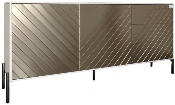 Комод з чорними металевими ніжками LION Амарант 168x40x76,5 см Бетон Style/Перламутровий металік (LION-041923) Комод з чорними металевими ніжками LION Амарант 168x40x76,5 см Бетон Style/Перламутровий металік (LION-041923)