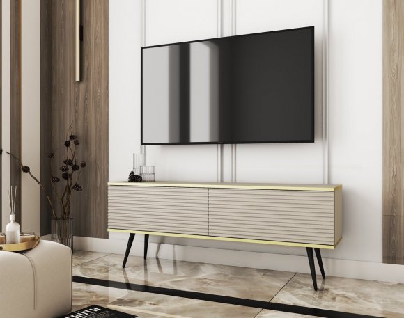 Тумба під телевізор Perfect Home Оро / Oro 2-дверна з чорними ніжками RTV135 MDF Бежевий (PFH-091335) Тумба під телевізор Perfect Home Оро / Oro 2-дверна з чорними ніжками RTV135 MDF Бежевий (PFH-091335)