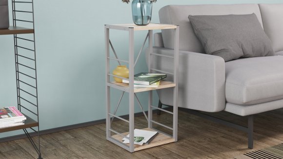 Етажерка 3/34 Ferrum-decor Серії Конект 73x34x28 сірий ДСП Дуб Сан-Марино 16мм (FRD-104302)