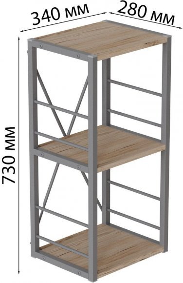 Етажерка 3/34 Ferrum-decor Серії Конект 73x34x28 сірий ДСП Дуб Сан-Марино 16мм (FRD-104302)