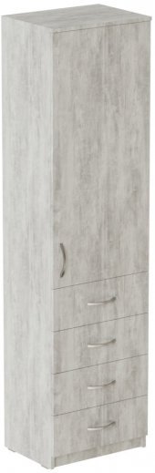 Пенал Анжело Ferrum-decor на 3 полиці з дверима та 4 ящиками 1900x500x380 ДСП Бетон 16 мм (FRD-104970)