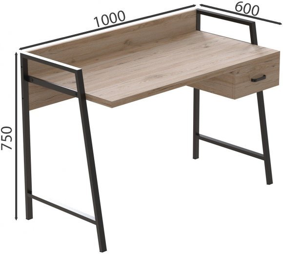 Письмовий стіл Ferrum-decor Комфорт 750x1200x600 Чорний метал ДСП Дуб Сан-Марино 32 мм (FRD-103444)