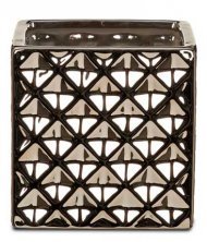 Кашпо для квітів Crystal кераміка 15" куб сріблясто-чорний 62214