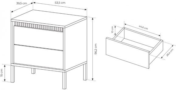 Тумба приліжкова Perfect Home Сенсо / Senso 2S/53 з 2 шухлядами Чорний (PFH-092036)