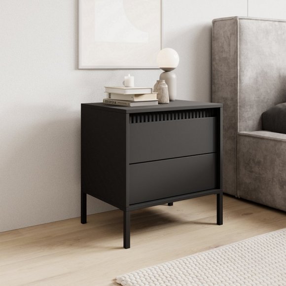 Тумба приліжкова Perfect Home Сенсо / Senso 2S/53 з 2 шухлядами Чорний (PFH-092036)