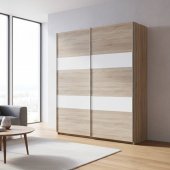Шафа купе Doros L-Caiser Дуб сонома вставки Білий 2 ДСП 180х60х213 (DRS-011547)