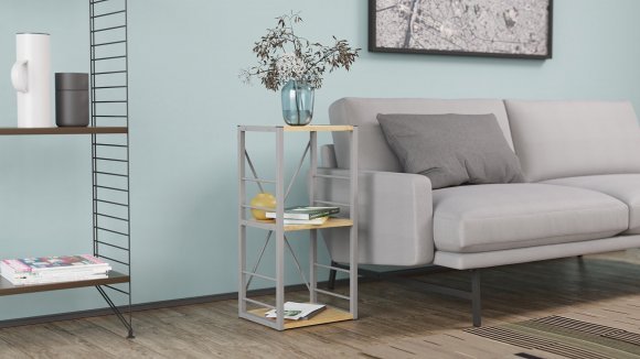 Етажерка 3/34 Ferrum-decor Серії Конект 73x34x28 сірий ДСП Дуб Артизан 16мм (FRD-104303)