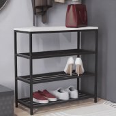 Полиця для взуття Слайм 3 Ferrum-decor 635x630x260 Чорний метал ДСП Біле 16 мм (FRD-105156)