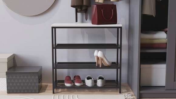 Полиця для взуття Слайм 3 Ferrum-decor 635x630x260 Чорний метал ДСП Біле 16 мм (FRD-105156) Полиця для взуття Слайм 3 Ferrum-decor 635x630x260 Чорний метал ДСП Біле 16 мм (FRD-105156)
