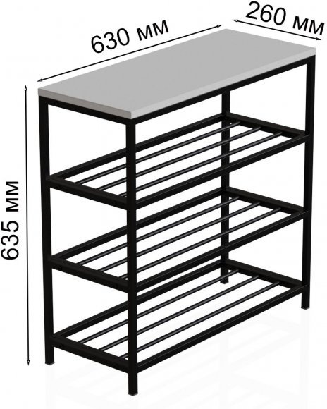 Полиця для взуття Слайм 3 Ferrum-decor 635x630x260 Чорний метал ДСП Біле 16 мм (FRD-105156) Полиця для взуття Слайм 3 Ferrum-decor 635x630x260 Чорний метал ДСП Біле 16 мм (FRD-105156)