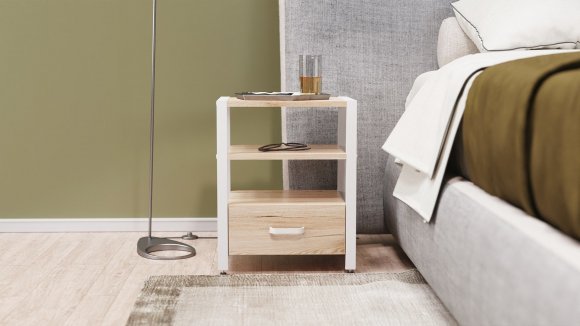 Тумба універсальна Ferrum-decor Вів'єн 1/1 50x41x40 білий ДСП Дуб Сан-Марино 16мм (FRD-104146) Тумба універсальна Ferrum-decor Вів'єн 1/1 50x41x40 білий ДСП Дуб Сан-Марино 16мм (FRD-104146)