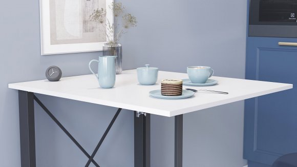 Стіл-книга трансформер Оріон 1 Ferrum-decor 750x810x730 Чорний метал ДСП Біле 16 мм (FRD-104597)