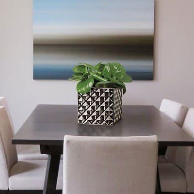 Кашпо для квітів Crystal кераміка 17" куб сріблясто-чорний 62215