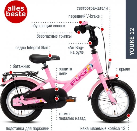 Двоколісний велосипед Youke 12 4134 pink