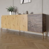 Комод на золотих металевих ніжках LION Грей 204x38x76,5 см Дуб Артизан/Дерево (LION-042657) Комод на золотих металевих ніжках LION Грей 204x38x76,5 см Дуб Артизан/Дерево (LION-042657)