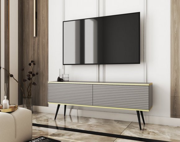 Тумба під телевізор Perfect Home Оро / Oro 2-дверна з чорними ніжками RTV135 MDF Сірий (PFH-091334) Тумба під телевізор Perfect Home Оро / Oro 2-дверна з чорними ніжками RTV135 MDF Сірий (PFH-091334)
