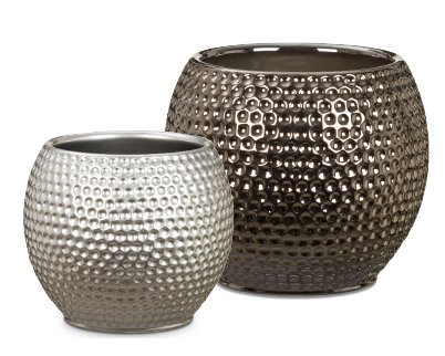 Кашпо для квітів Mercury кераміка 11" сріблястий 62219