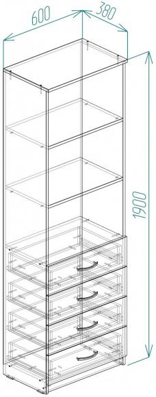 Шафа Анжело Ferrum-decor на 3 полиці з 4 ящики 1900x600x380 ДСП Біле 16 мм (FRD-104983) Шафа Анжело Ferrum-decor на 3 полиці з 4 ящики 1900x600x380 ДСП Біле 16 мм (FRD-104983)