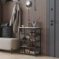 Полиця для взуття Слайм 4 Ferrum-decor 820x630x260 Чорний метал ДСП Біле 16 мм (FRD-105160) Полиця для взуття Слайм 4 Ferrum-decor 820x630x260 Чорний метал ДСП Біле 16 мм (FRD-105160)