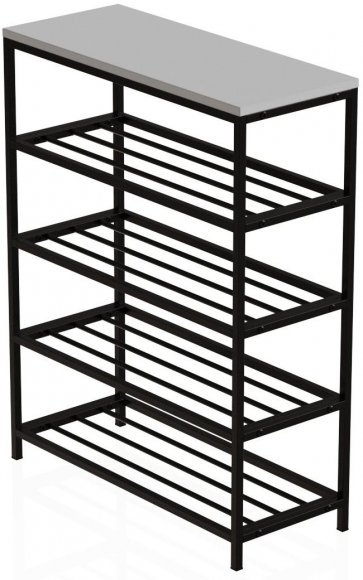 Полиця для взуття Слайм 4 Ferrum-decor 820x630x260 Чорний метал ДСП Біле 16 мм (FRD-105160)