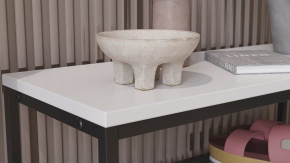 Полиця для взуття Слайм 4 Ferrum-decor 820x630x260 Чорний метал ДСП Біле 16 мм (FRD-105160)