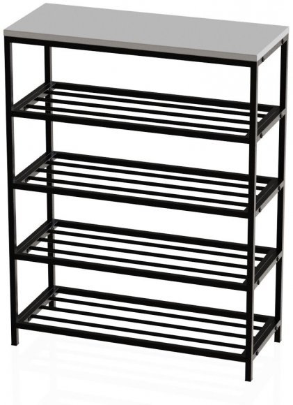Полиця для взуття Слайм 4 Ferrum-decor 820x630x260 Чорний метал ДСП Біле 16 мм (FRD-105160)