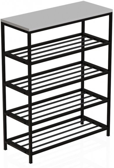 Полиця для взуття Слайм 4 Ferrum-decor 820x630x260 Чорний метал ДСП Біле 16 мм (FRD-105160)