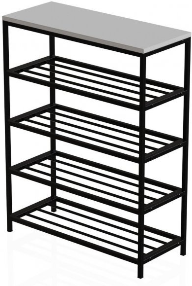 Полиця для взуття Слайм 4 Ferrum-decor 820x630x260 Чорний метал ДСП Біле 16 мм (FRD-105160)