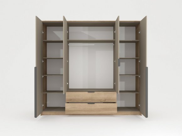 Шафа для одягу Perfect Home Летто / Letto 4D2S/220 4-дверна Дуб терра темний/сірий кам'яний (PFH-092039) Шафа для одягу Perfect Home Летто / Letto 4D2S/220 4-дверна Дуб терра темний/сірий кам'яний (PFH-092039)