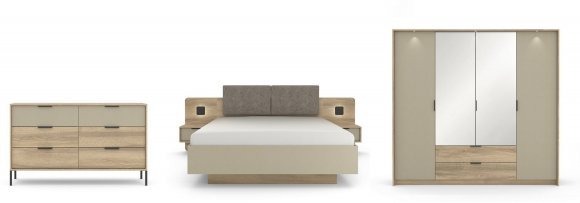 Шафа для одягу Perfect Home Летто / Letto 4D2S/220 4-дверна Дуб терра темний/сірий кам'яний (PFH-092039) Шафа для одягу Perfect Home Летто / Letto 4D2S/220 4-дверна Дуб терра темний/сірий кам'яний (PFH-092039)