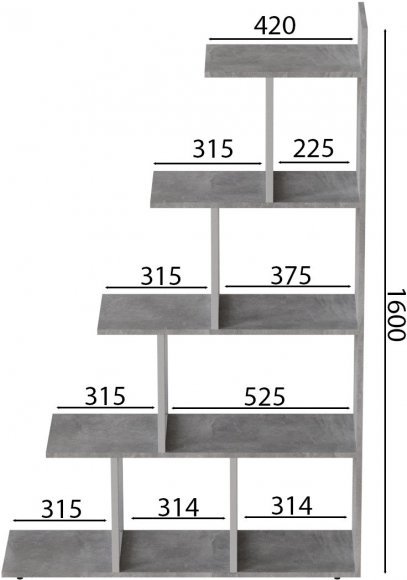Етажерка Ferrum-decor Стелла 1600x1020x300 Білий метал ДСП Бетон (FRD-105495) Етажерка Ferrum-decor Стелла 1600x1020x300 Білий метал ДСП Бетон (FRD-105495)