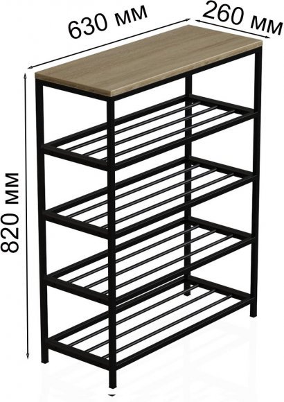Полиця для взуття Слайм 4 Ferrum-decor 820x630x260 Чорний метал ДСП Дуб Сонома 16 мм (FRD-105162) Полиця для взуття Слайм 4 Ferrum-decor 820x630x260 Чорний метал ДСП Дуб Сонома 16 мм (FRD-105162)