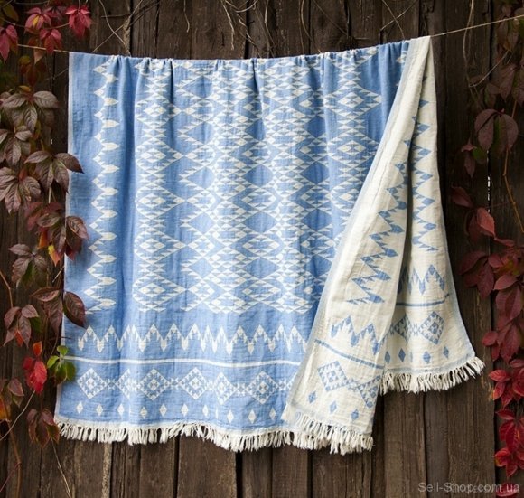Покривало 130x170 см Kilim Тhrow blue Покривало 130x170 см Kilim Тhrow blue
