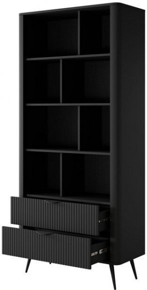 Стелаж Perfect Home Ланте / Lante 2S з 2 шухлядами і чорними ніжками Чорний (PFH-091104)