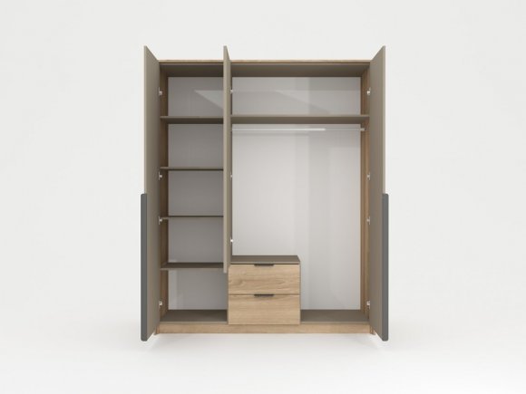 Шафа для одягу Perfect Home Летто / Letto 3D2S/165 3-дверна Дуб терра темний/сірий кам'яний (PFH-092040)